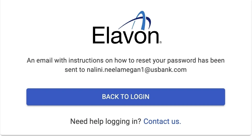 Fusebox Elavon forgot password form — enter email to receive password reset link